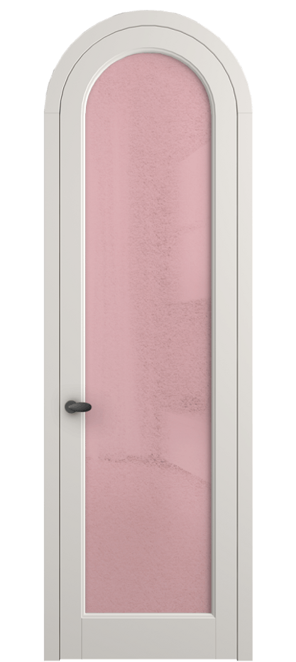 Межкомнатная дверь Палаццо 6814 Матовый пудровый белый Фактурное розовое стекло "Лёд", триплекс Цена 1014998 ₸ | Volhovec