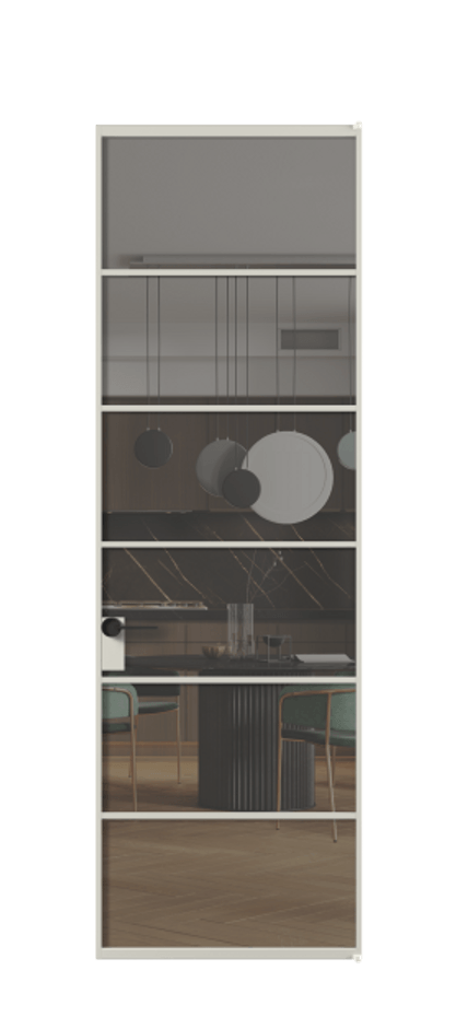 Алюминиевая дверь АЛПЛ040.04 Алюминий тёплый серый Прозрачное серое стекло, триплекс Цена 971687  | Volhovec