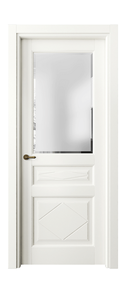 Межкомнатная дверь Тоскана Ромбо 6344 Матовый жемчужный Сатинированное стекло с фацетом Цена 762796 ₸ | Volhovec