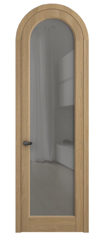 Межкомнатная дверь Палаццо 6814 Дуб соломенный матовый Рифлёное серое стекло "Дюна", триплекс Цена 1605358 ₸ | Volhovec