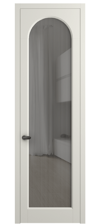 Межкомнатная дверь Палаццо 6804 Матовый жемчужный Рифлёное серое стекло "Moru", триплекс Цена 794019 ₸ | Volhovec
