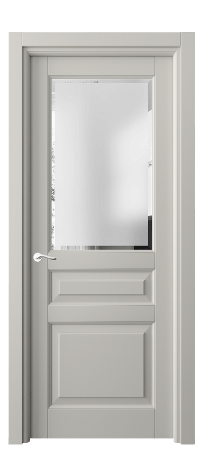 Межкомнатная дверь Лигнум 0710 Матовый тёплый серый Сатинированное стекло с фацетом Цена 795304 ₸ | Volhovec