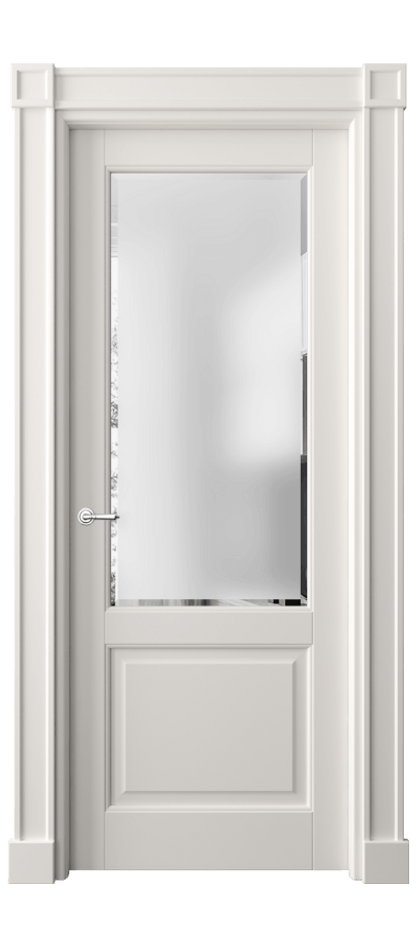 Дверь межкомнатная Тоскана Плано 6302 Матовый пудровый белый Сатинированное стекло с фацетом Гладкие пилястры с квадратными розетками МПБЛ Цена 997459 ₸ Наличники уже входят в базовый комплект. Фабрика дверей Волховец 8 (800) 551 43 19 Межкомнатная дверь Тоскана Плано 6302 Матовый пудровый белый Сатинированное стекло с фацетом Цена 997459 ₸ | Volhovec