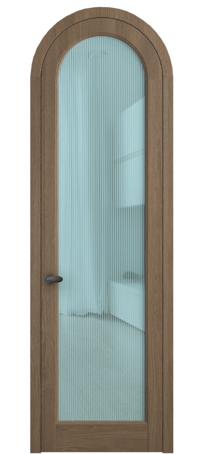 Межкомнатная дверь Палаццо 6814 Дуб джутовый матовый Рифлёное голубое стекло "Дюна", триплекс Цена 1637866 ₸ | Volhovec