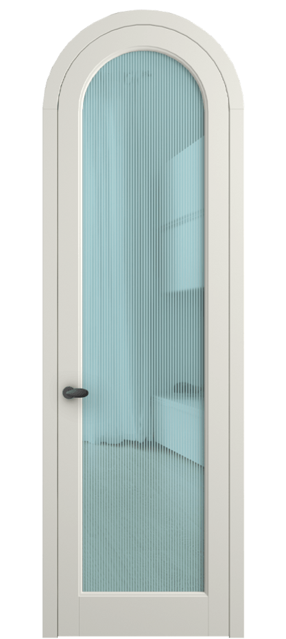 Межкомнатная дверь Палаццо 6814 Матовый жемчужный Рифлёное голубое стекло "Дюна", триплекс Цена 991562 ₸ | Volhovec