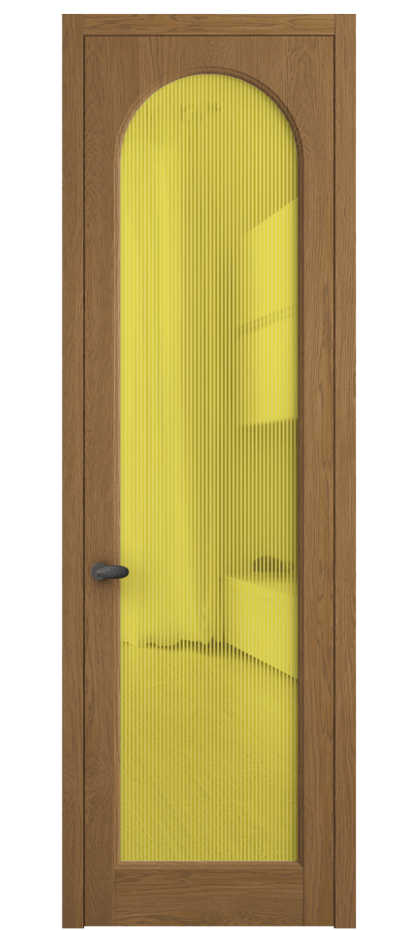 Межкомнатная дверь Палаццо 6804 Дуб пряный матовый Рифлёное желтое стекло "Дюна", триплекс Цена 1198479 ₸ | Volhovec