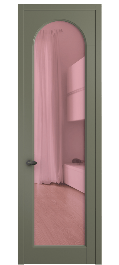 Межкомнатная дверь Palazzo 6804 Матовый оливковый тёмный Прозрачное розовое стекло, триплекс Цена 605500 ₸ | Volhovec