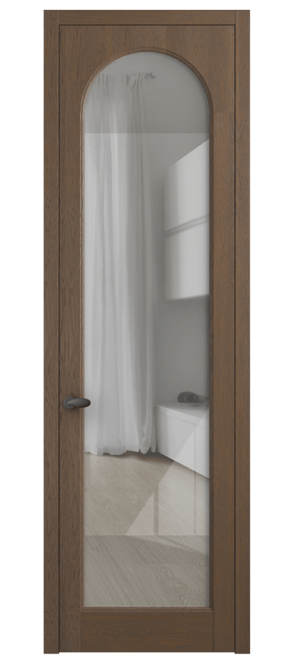 Межкомнатная дверь Палаццо 6804 Дуб туманный матовый Рефлективное прозрачное стекло "Стопсол", калёное Цена 1181091 ₸ | Volhovec