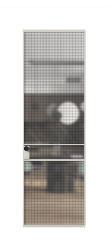 Алюминиевая дверь АЛПЛ040.02 Алюминий тёплый серый Декоративное стекло с сеткой "Mesh silver", триплекс, 6 мм Цена 732900  | Volhovec