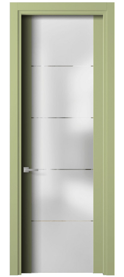 Межкомнатная дверь Planum 4114 Матовый белоснежный Сатинированное стекло с гравировкой «КВАДРО», триплекс Цена 487300 ₸ | Volhovec