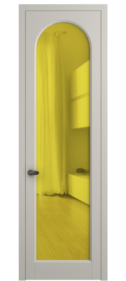 Межкомнатная дверь Palazzo 6804 Матовый облачно-серый Прозрачное жёлтое стекло, триплекс Цена 605500 ₸ | Volhovec