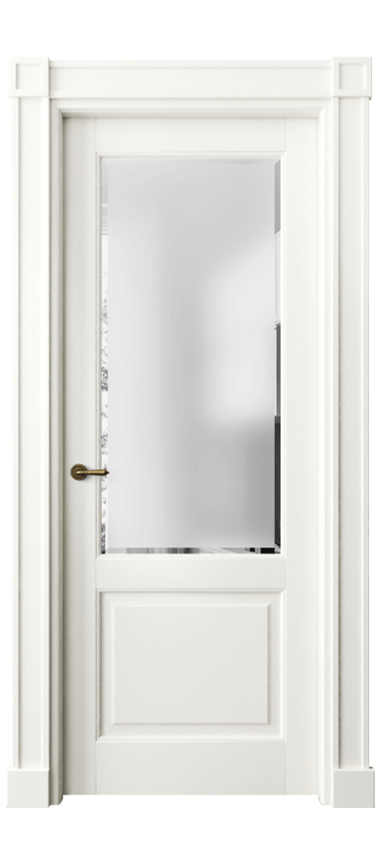 Межкомнатная дверь Тоскана Плано 6302 Матовый жемчужный Сатинированное стекло с фацетом Цена 980071 ₸ | Volhovec