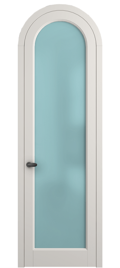 Межкомнатная дверь Палаццо 6814 Матовый пудровый белый Сатинированное голубое стекло, триплекс Цена 969638 ₸ | Volhovec