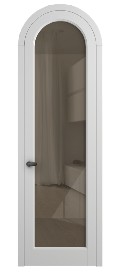 Межкомнатная дверь Палаццо 6814 Матовый белоснежный Рефлективное бронзовое стекло "Стопсол", калёное Цена 1006682 ₸ | Volhovec