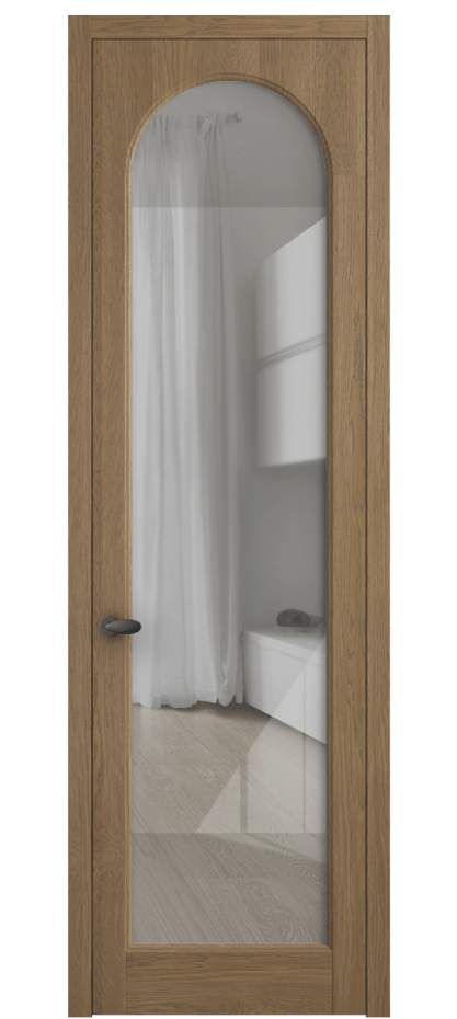 Межкомнатная дверь Палаццо 6804 Дуб мускатный матовый Рефлективное прозрачное стекло "Стопсол", калёное Цена 1181091 ₸ | Volhovec