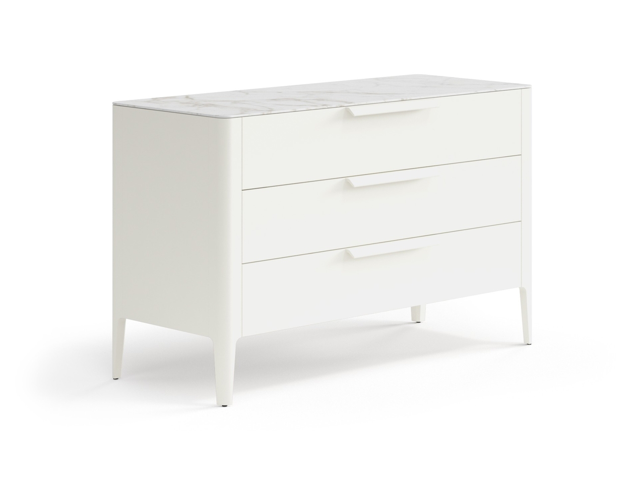 Комод Piega 3 ящика Матовый молочно-белый
