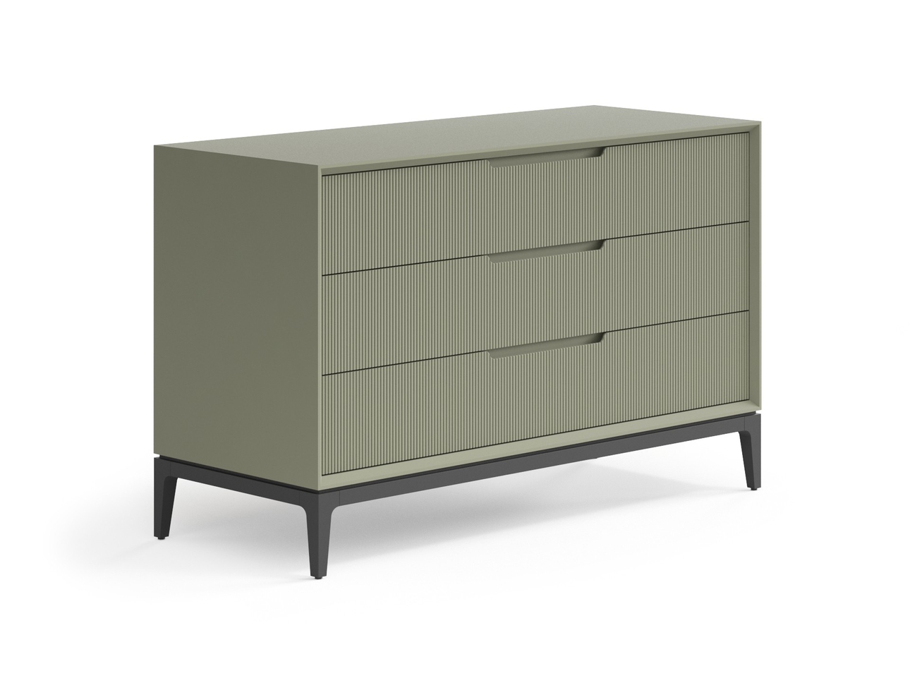 Комод Velvet 3 ящика Матовый оливковый тёмный