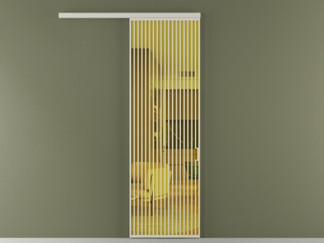 Перегородка Formato вдоль стены 1 створка АЛПР 040.06 Алюминий тёплый серый Прозрачное жёлтое стекло, триплекс Цена 1367200 ₸  | Volhovec