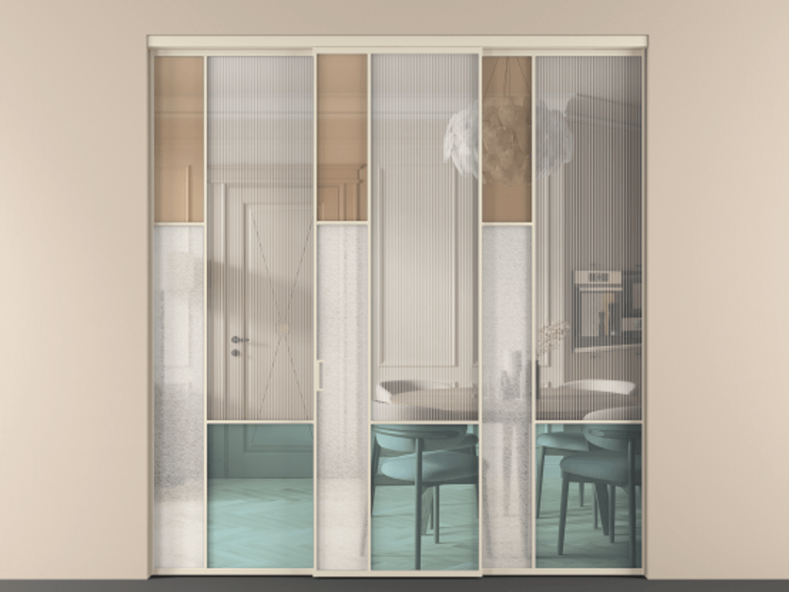 Перегородка Mosaic внутри проёма трёхстворчатая АЛПР 041.13 Алюминий бежево-серый Комбинация стекол Группы 1 и Группы 3. Цена 2008100 ₸ . Фабрика дверей Волховец 8 (800) 551 43 19 Перегородка Mosaic внутри проёма трёхстворчатая АЛПР 041.13 Алюминий бежево-серый Комбинация стекол Группы 1 и Группы 3 Цена 2008100 ₸ | Volhovec