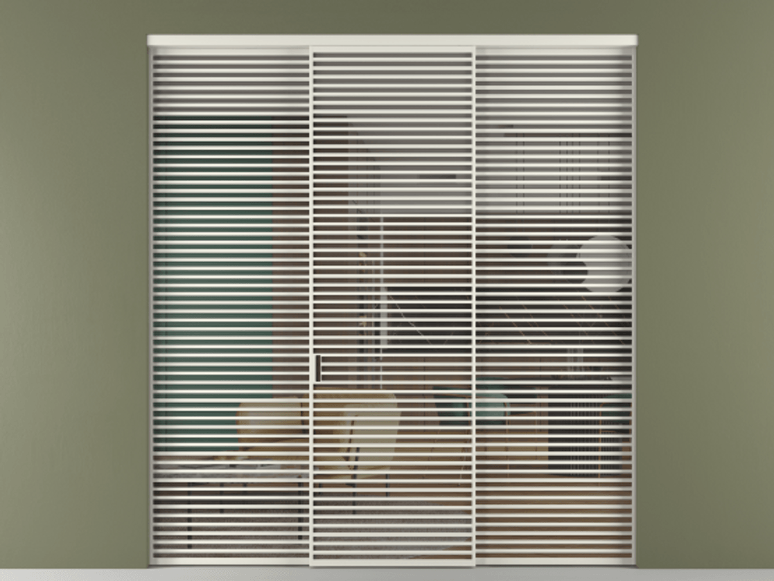 Перегородка Formato внутри проёма 3 створки АЛПР 040.07 Алюминий Белый Прозрачное серое стекло, триплекс Цена 3310524 ₸ | Volhovec