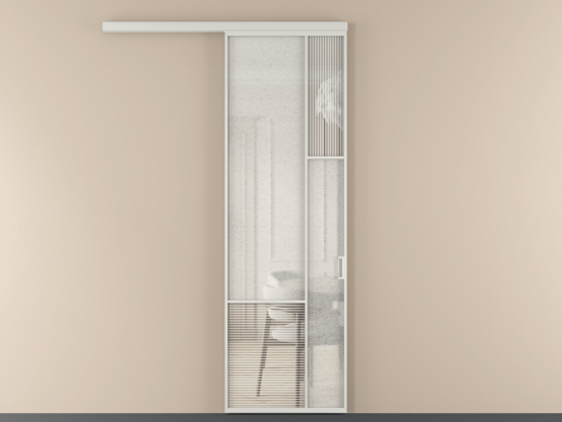 Перегородка Mosaic вдоль стены 1 створка АЛПР 041.12 Алюминий Белый Рифлёное стекло "Дюна", триплекс, 6 мм + Фактурное стекло "Лёд", триплекс. Скрытый короб БЕЛ Цена 869790 ₸ . Фабрика дверей Волховец 8 (800) 551 43 19 Перегородка Mosaic вдоль стены 1 створка АЛПР 041.12 Алюминий Белый Рифлёное стекло "Дюна", триплекс, 6 мм + Фактурное стекло "Лёд", триплекс Цена 869790 ₸ | Volhovec