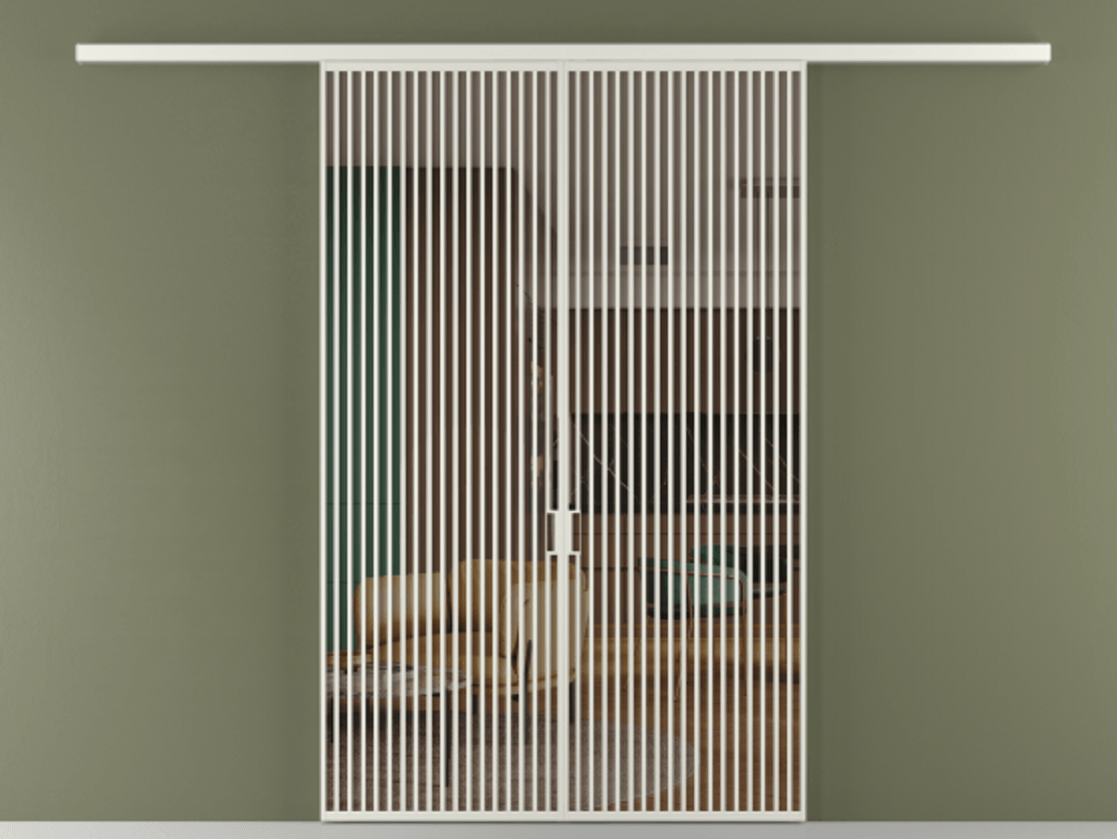 Перегородка Formato вдоль стены 2 створки АЛПР 040.06 Алюминий серый Прозрачное бронзовое стекло, триплекс Цена 3243240 ₸ | Volhovec