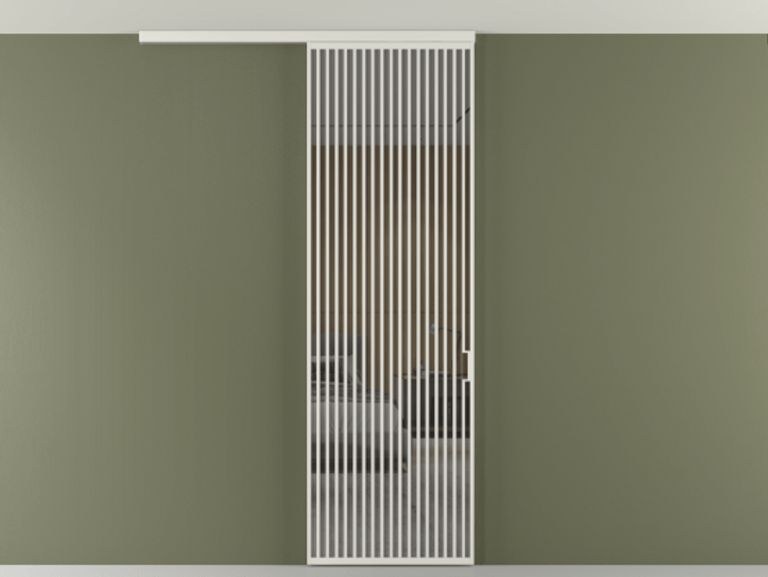 Перегородка Формато вдоль стены на потолок 1 створка АЛПР 040.06 Алюминий серый Рефлективное серое стекло "Стопсол", калёное Цена 1763824 ₸ | Volhovec