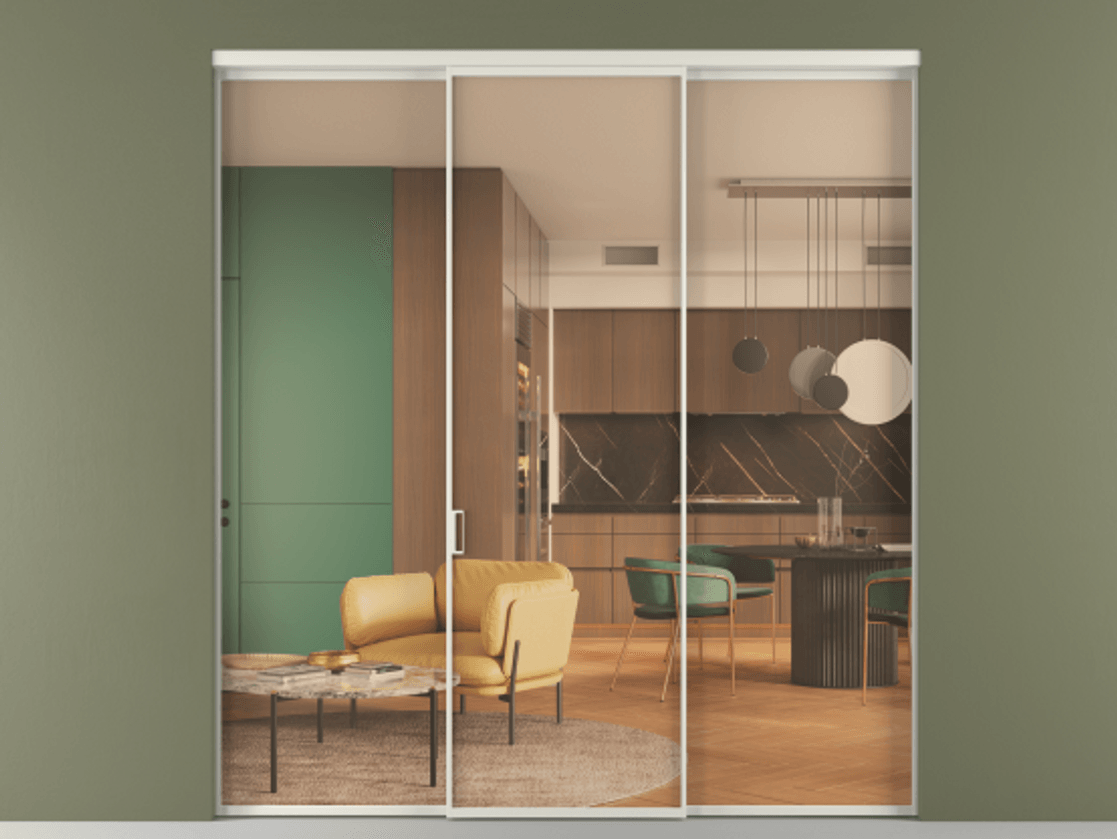 Перегородка Formato внутри проёма 3 створки АЛПР 040.01 Алюминий Белый Прозрачное оранжевое стекло, триплекс. Скрытый короб БЕЛ Цена 1411600 ₸ 1. Полотно 3 шт. (800/2100 мм)
2. Комплект установки раздвижной системы
3. Базовый комплект фурнитуры
4.Ручка RONDO. Фабрика дверей Волховец 8 (800) 551 43 19 Перегородка Formato внутри проёма 3 створки АЛПР 040.01 Алюминий Белый Прозрачное оранжевое стекло, триплекс Цена 1411600 ₸ | Volhovec