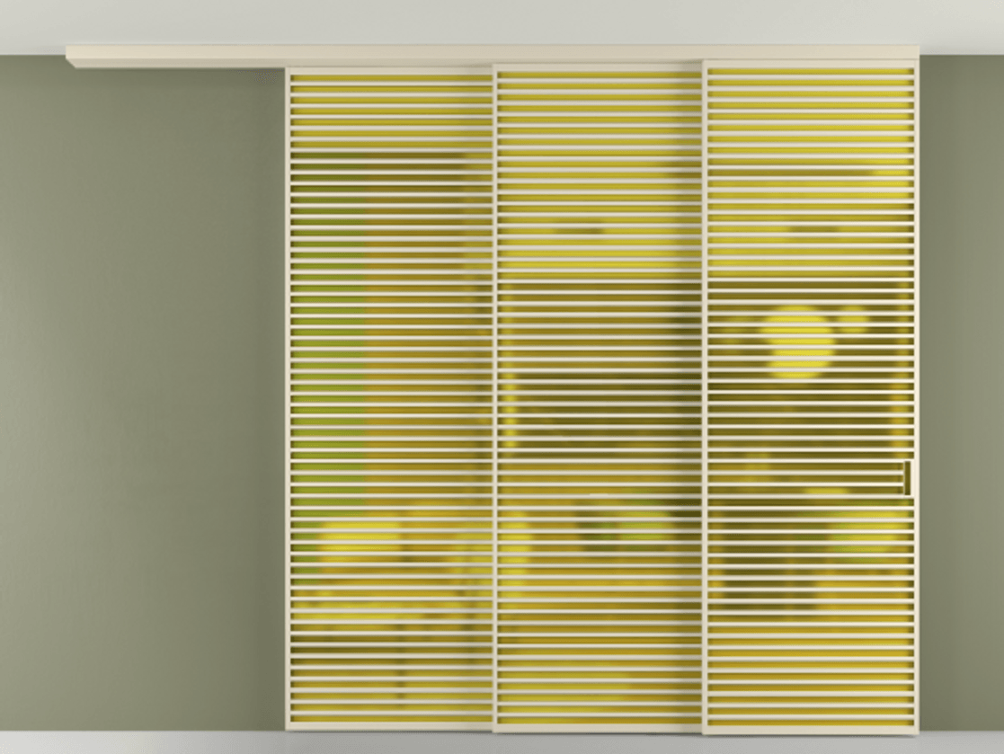 Перегородка Formato вдоль стены на потолок телескопик синхро 3 АЛПР 040.07 Алюминий бежево-серый Сатинированное жёлтое стекло, триплекс Цена 4365000 ₸ | Volhovec