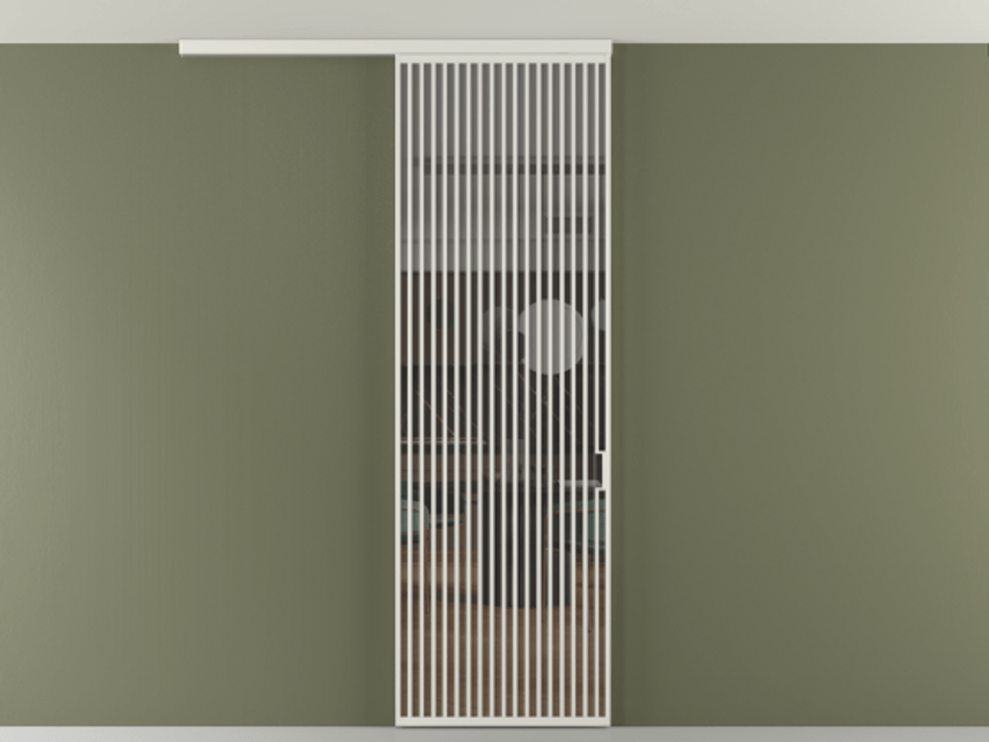 Перегородка Формато вдоль стены на потолок 1 створка АЛПР 040.06 Алюминий серый Прозрачное серое стекло, триплекс Цена 1415444 ₸ | Volhovec