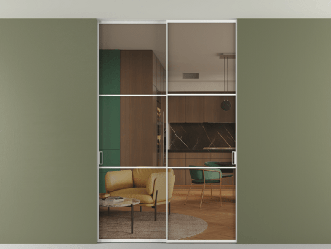 Перегородка Формато внутри проёма скрытое крепление в потолок 2 створки АЛПР 040.03 Алюминий белоснежный Прозрачное бронзовое стекло, триплекс. Цена 1938959 ₸ 1. Полотно 2 шт. (800/2100 мм)
2. Комплект установки раздвижной системы
3. Базовый комплект фурнитуры
4. Ручка Рондо. Фабрика дверей Волховец 8 (800) 551 43 19 Перегородка Формато внутри проёма скрытое крепление в потолок 2 створки АЛПР 040.03 Алюминий белоснежный Прозрачное бронзовое стекло, триплекс Цена 1938959 ₸ | Volhovec