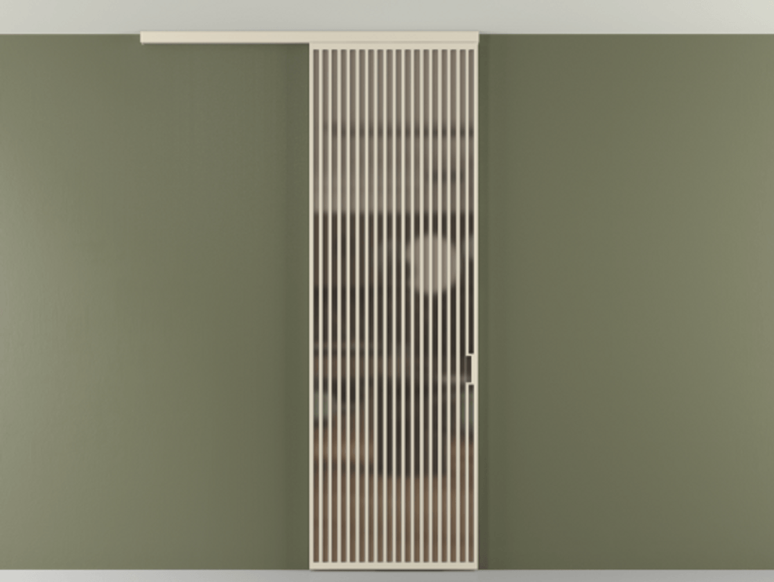 Перегородка Формато вдоль стены на потолок 1 створка АЛПР 040.06 Алюминий бежево-серый Сатинированное бронзовое стекло, триплекс Цена 1343472 ₸ | Volhovec