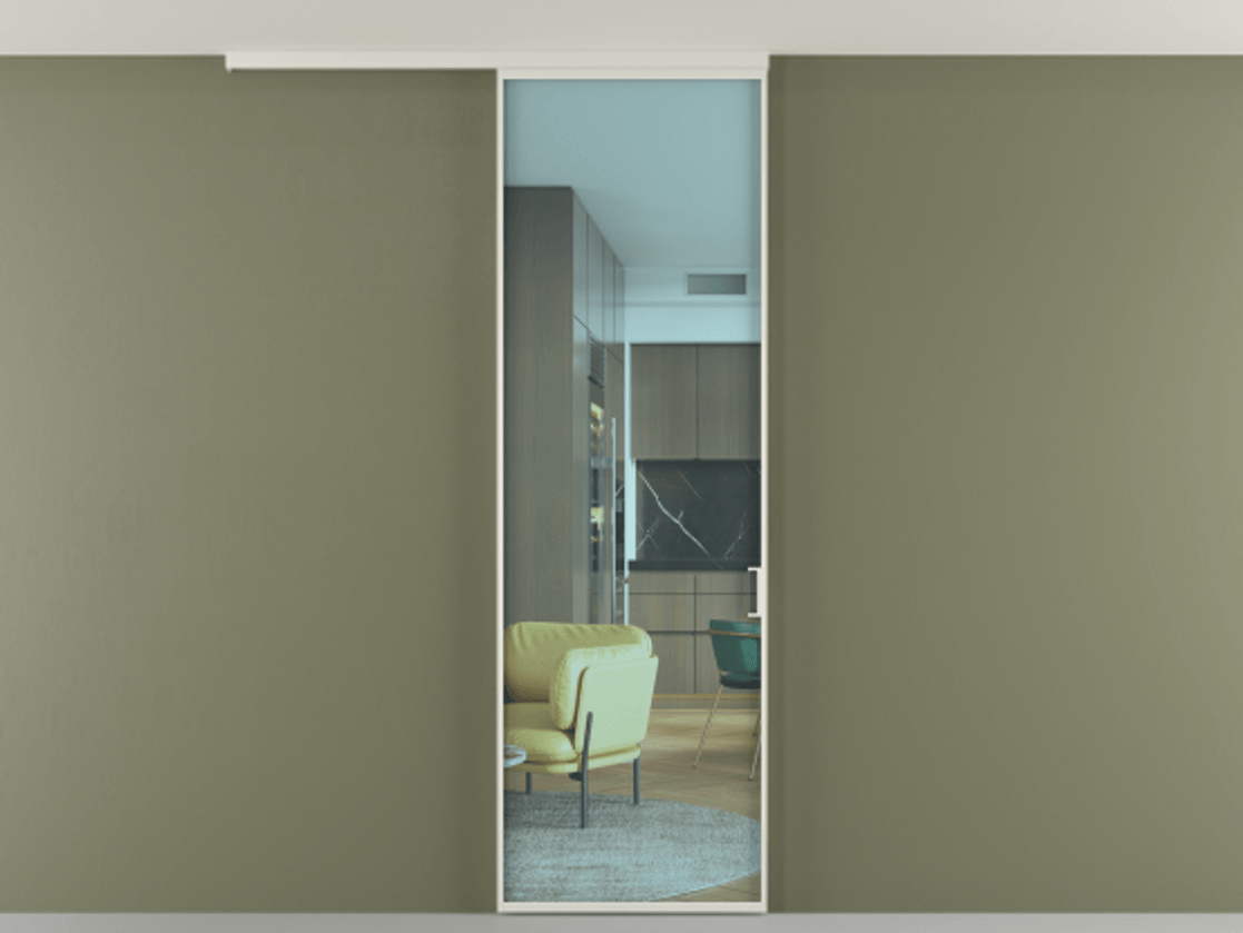 Перегородка Formato вдоль стены на потолок одностворчатая #VENDORCODE# #FURNISH# #GLASS# Цена #PRICE# #CURRENCY# | Volhovec