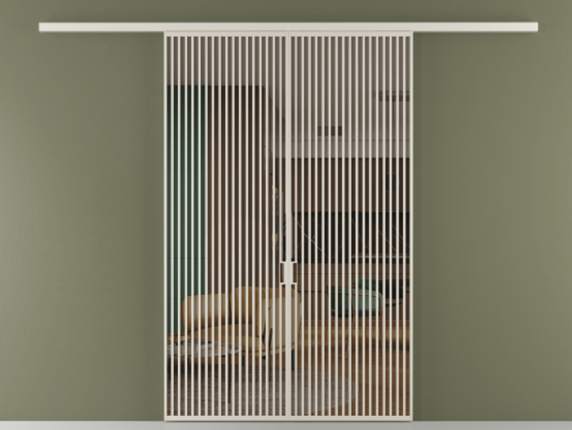 Перегородка Формато вдоль стены 2 створки АЛПР 040.06 Алюминий облачно-серый Прозрачное бронзовое стекло, триплекс Цена 2588922 ₸ | Volhovec