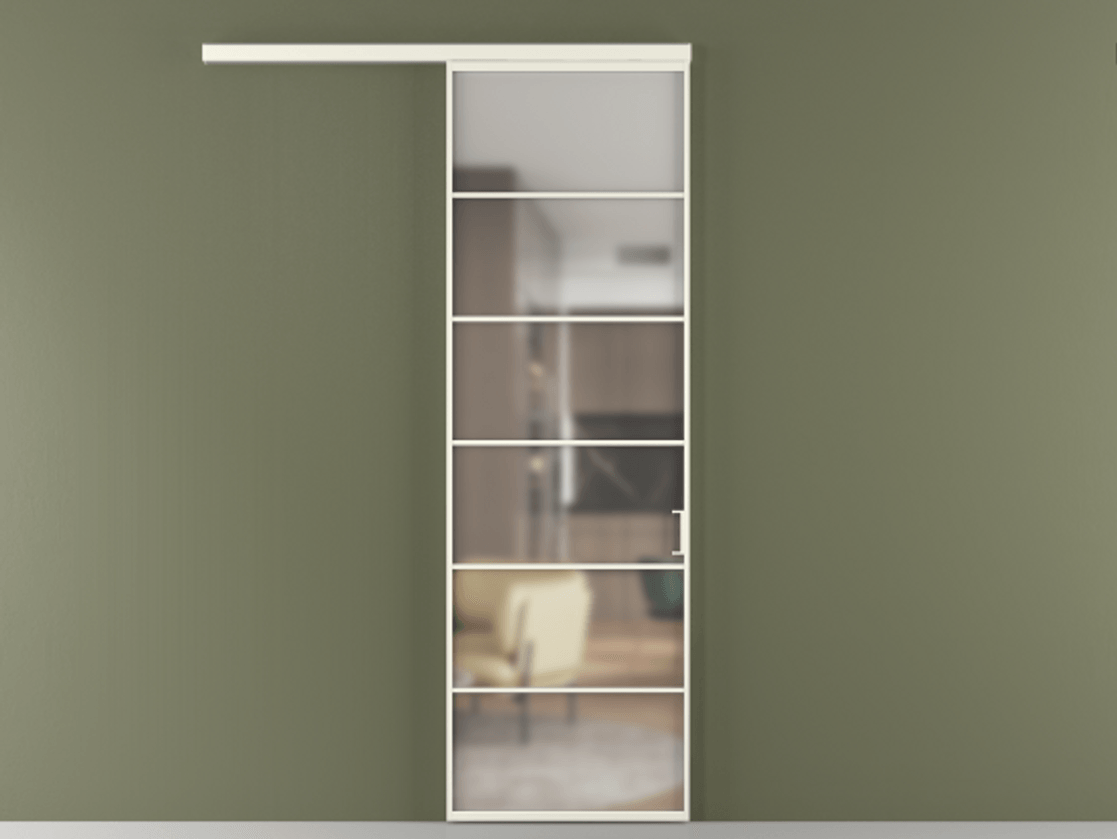 Перегородка Formato вдоль стены 1 створка АЛПР 040.04 Алюминий жемчужный Сатинированное стекло "Matelux Crystal Vision", калёное, матовое, каленое 6 мм Цена 854260 ₸  | Volhovec