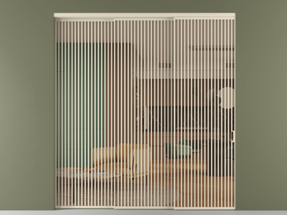 Перегородка Formato внутри проёма 3 створки с синхронным механизмом АЛПР 040.06 Алюминий бежево-серый Прозрачное оранжевое стекло, триплекс Цена 3617600 ₸  | Volhovec