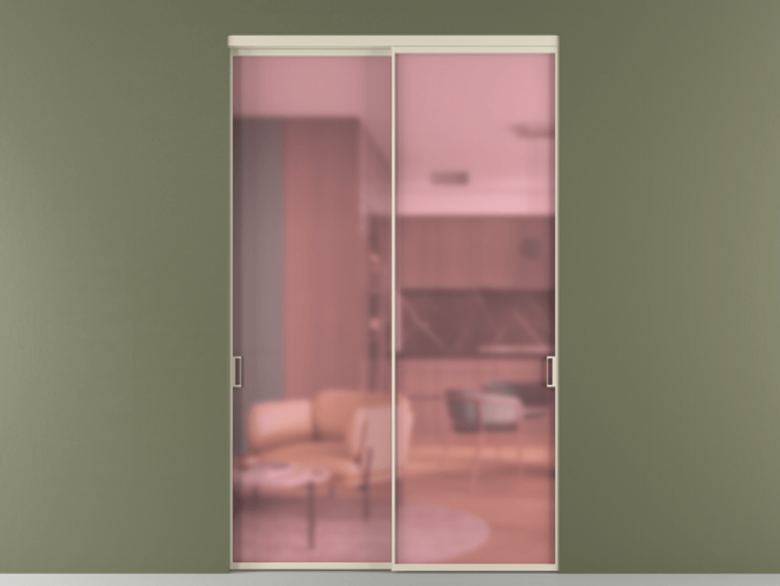 Перегородка Formato внутри проёма 2 створки АЛПР 040.01 Алюминий бежево-серый Сатинированное розовое стекло, триплекс Цена 2817400 ₸  | Volhovec