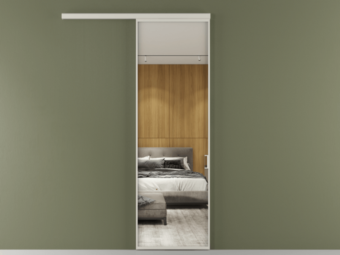 Перегородка Формато вдоль стены 1 створка АЛПР 040.01 Алюминий тёплый серый Двустороннее зеркало, триплекс , триплекс 6 мм Цена 769306 ₸  | Volhovec