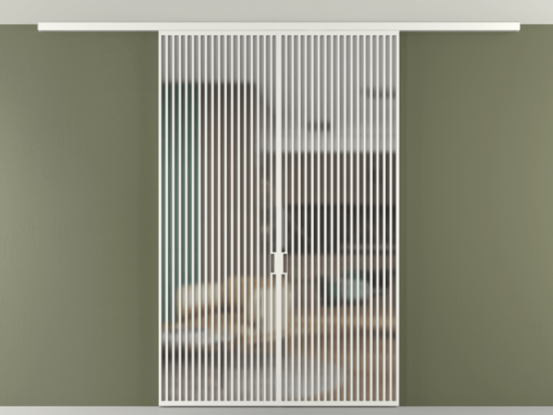 Перегородка Формато вдоль стены на потолок 2 створки АЛПР 040.06 Алюминий светло-серый Сатинированное стекло "Мателюкс Кристал Вижн", калёное, матовое, каленое 6 мм Цена 2873979 ₸ | Volhovec