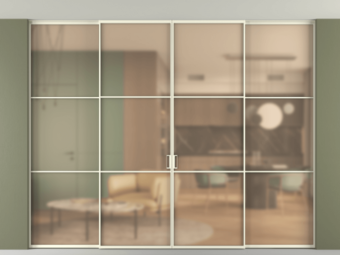 Перегородка Formato внутри проёма четырёхстворчатая со скрытым креплением в потолок АЛПР 040.03 Алюминий молочно-белый Сатинированное оранжевое стекло, триплекс. Цена 3264400 ₸ 1. Полотно 4 шт. (800/2100 мм)
2. Комплект установки раздвижной системы
3. Базовый комплект фурнитуры
4.Ручка RONDO. Фабрика дверей Волховец 8 (800) 551 43 19 Перегородка Formato внутри проёма четырёхстворчатая со скрытым креплением в потолок АЛПР 040.03 Алюминий молочно-белый Сатинированное оранжевое стекло, триплекс Цена 3264400 ₸ | Volhovec