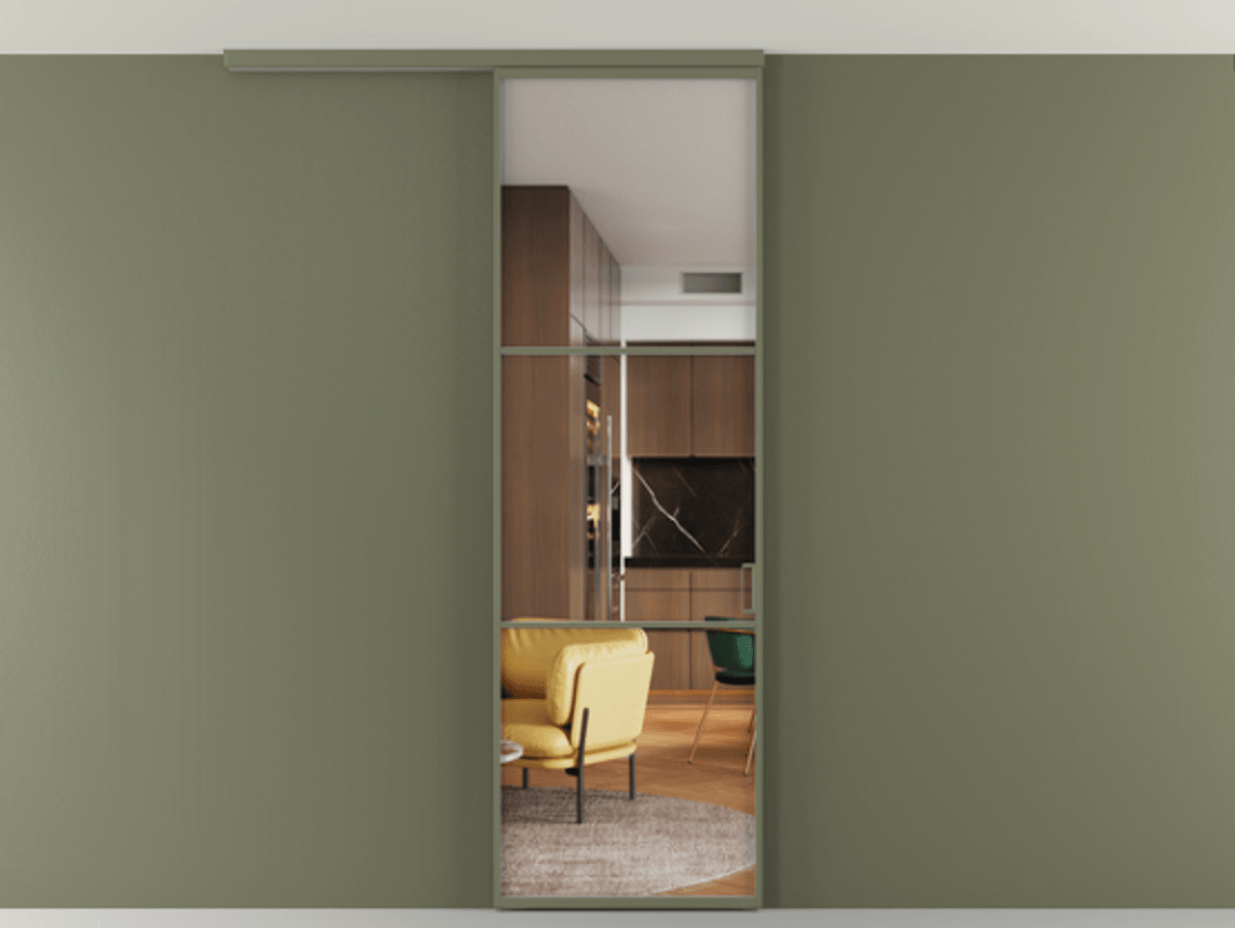 Перегородка Formato вдоль стены на потолок одностворчатая #VENDORCODE# #FURNISH# #GLASS# Цена #PRICE# #CURRENCY# | Volhovec