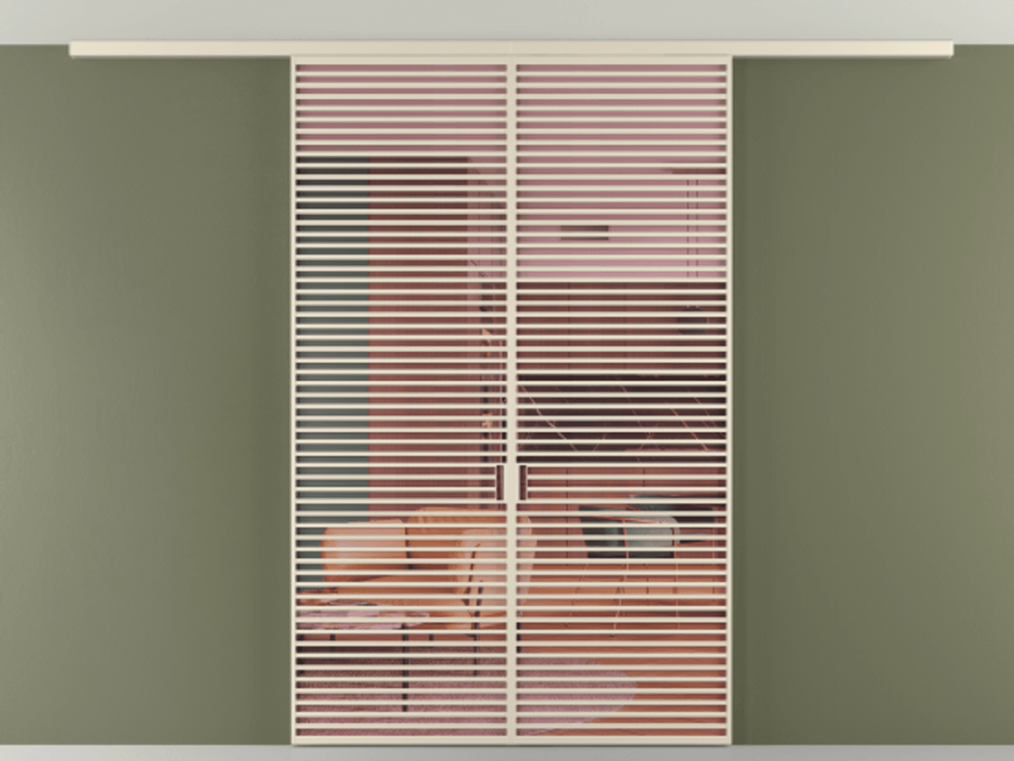 Перегородка Formato вдоль стены на потолок 2 створки АЛПР 040.07 Алюминий бежево-серый Прозрачное розовое стекло, триплекс Цена 2767600 ₸ | Volhovec