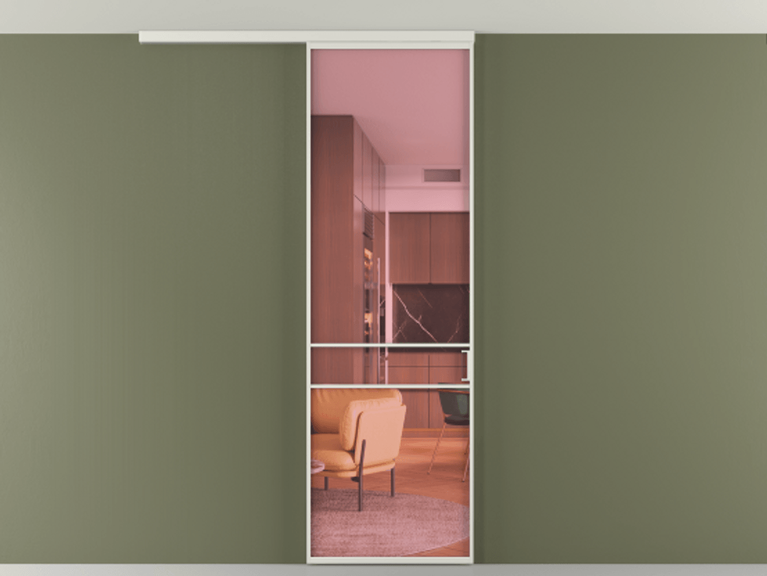 Перегородка Formato вдоль стены на потолок одностворчатая #VENDORCODE# #FURNISH# #GLASS# Цена #PRICE# #CURRENCY# | Volhovec