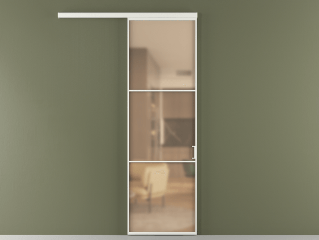 Перегородка Формато вдоль стены 1 створка АЛПР 040.03 Алюминий светло-серый Сатинированное оранжевое стекло, триплекс Цена 801965 ₸  | Volhovec