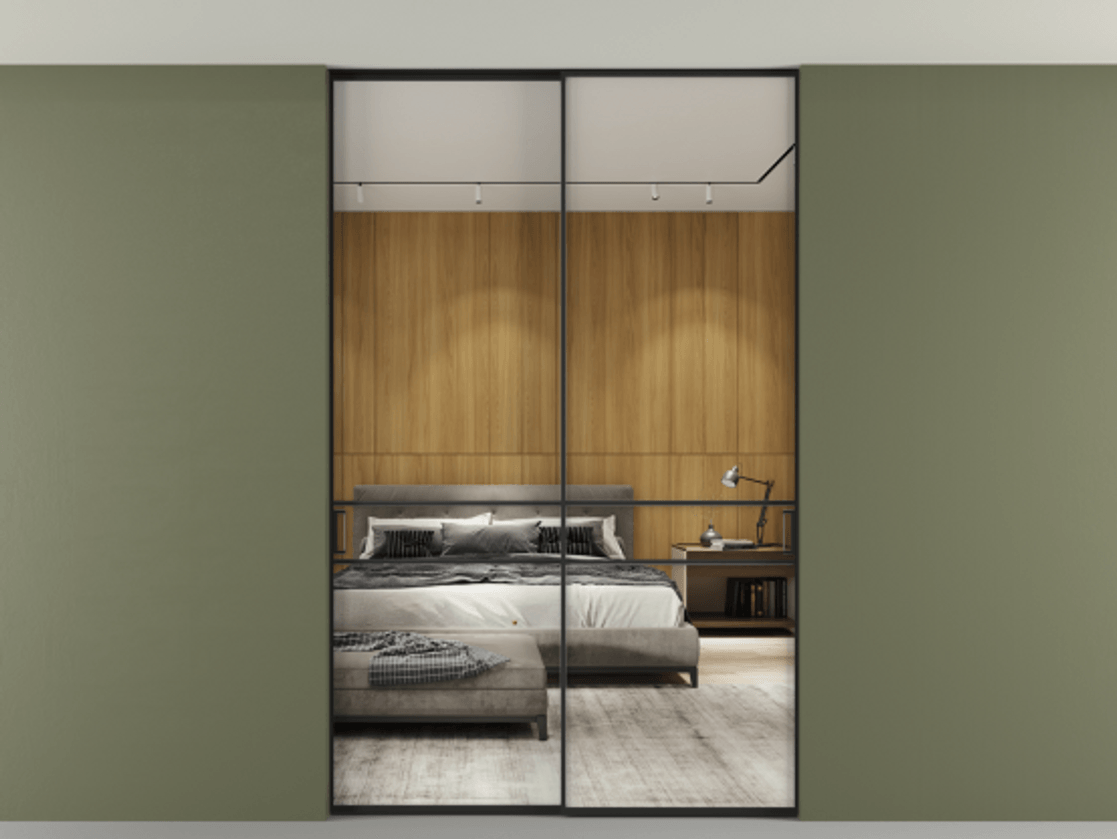 Перегородка Formato внутри проёма двустворчатая со скрытым креплением в потолок АЛПР 040.02 Алюминий Черный Двустороннее зеркало, триплекс 6 мм, триплекс 6 мм. Скрытый короб ЧЕР Цена 1655970 ₸ 1. Полотно 2 шт. (800/2100 мм)
 2. Комплект установки раздвижной системы
 3. Базовый комплект фурнитуры
4. Ручка RONDO. Фабрика дверей Волховец 8 (800) 551 43 19  Перегородка Formato внутри проёма двустворчатая со скрытым креплением в потолок АЛПР 040.02 Алюминий Черный Двустороннее зеркало, триплекс 6 мм, триплекс 6 мм Цена 1655970 ₸ | Volhovec