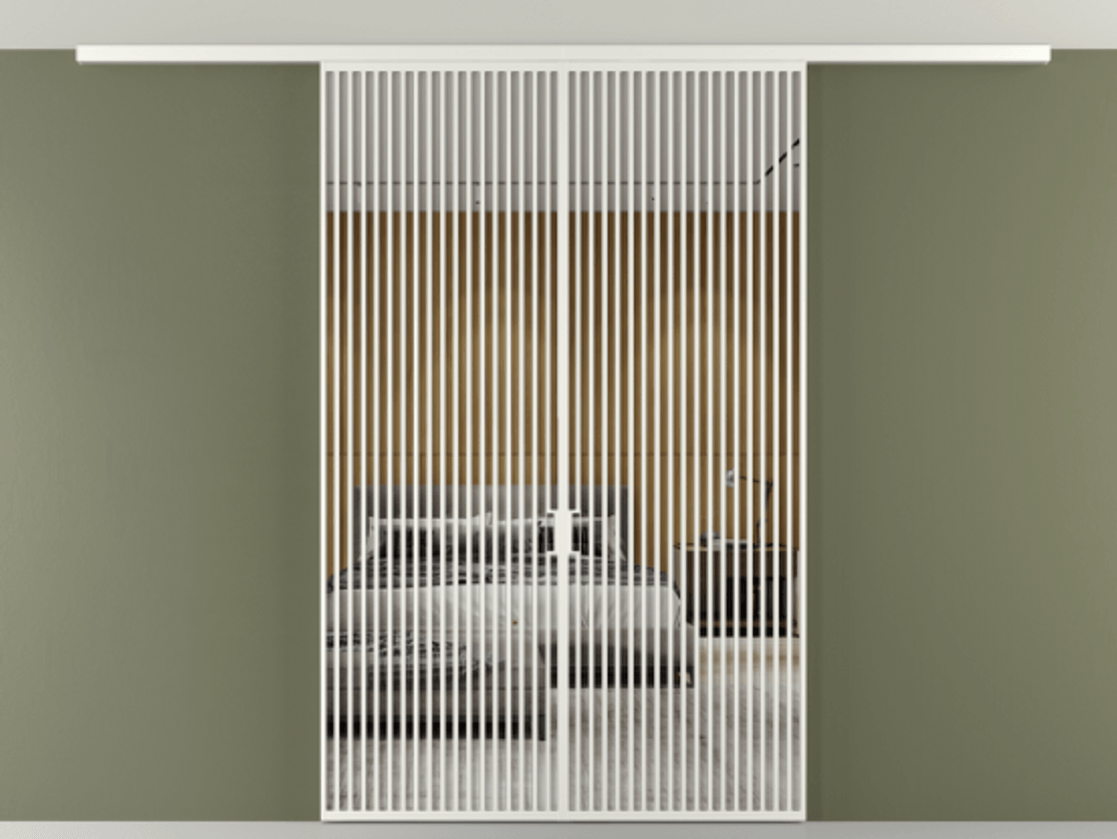 Перегородка Формато вдоль стены на потолок 2 створки АЛПР 040.06 Алюминий светло-серый Двустороннее зеркало, триплекс , триплекс 6 мм Цена 3353011 ₸ | Volhovec