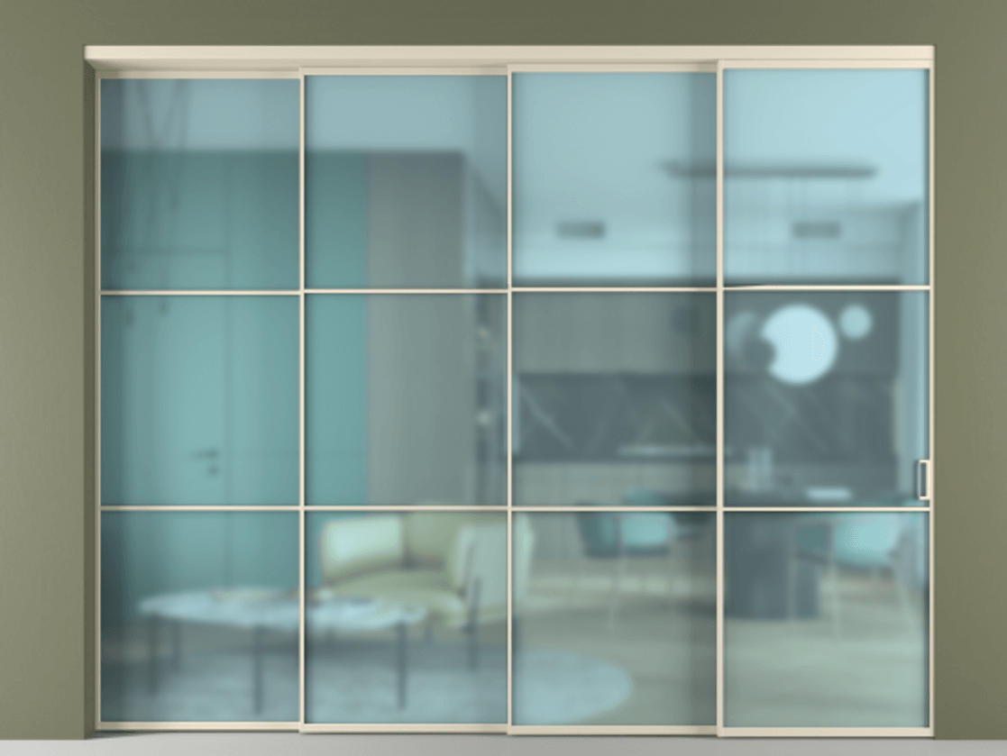 Дверь межкомнатная New Перегородка Formato внутри проёма телескопик синхро 3 АЛПР 040.03 Алюминий бежево-серый Сатинированное голубое стекло, триплекс, 6мм Цена 2997100 1. Полотно 4 шт. (800/2100 мм)
2. Комплект установки раздвижной системы
3. Базовый комплект фурнитуры
4. Комплект фурнитуры телескопик синхро-3
5. Ручка RONDO
. Фабрика дверей Волховец 8 (800) 551 43 19 Межкомнатная дверь New Перегородка Formato внутри проёма телескопик синхро 3 АЛПР 040.03 Алюминий бежево-серый Сатинированное голубое стекло, триплекс, 6мм Цена 2997100 | Volhovec