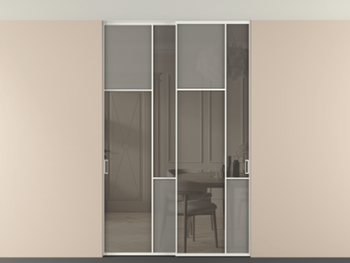 Перегородка Мозаик внутри проёма скрытое крепление в потолок 2 створки АЛПР 041.10 Алюминий светло-серый Сатинированное серое стекло, триплекс, 6 мм + Прозрачное серое стекло, триплекс. Цена 2453825 ₸ . Фабрика дверей Волховец 8 (800) 551 43 19 Перегородка Мозаик внутри проёма скрытое крепление в потолок 2 створки АЛПР 041.10 Алюминий светло-серый Сатинированное серое стекло, триплекс, 6 мм + Прозрачное серое стекло, триплекс Цена 2453825 ₸ | Volhovec