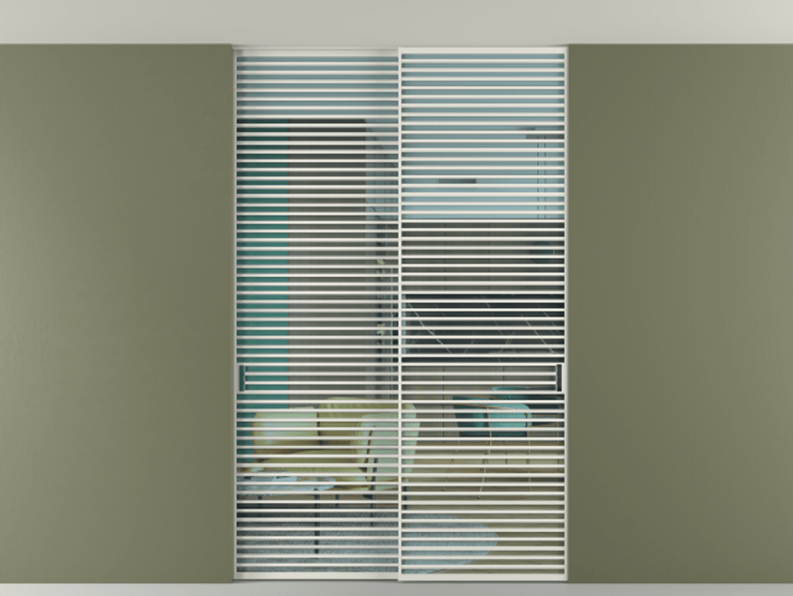 Перегородка Формато внутри проёма скрытое крепление в потолок 2 створки АЛПР 040.07 Алюминий серый Прозрачное голубое стекло, триплекс Цена 3098957 ₸ | Volhovec