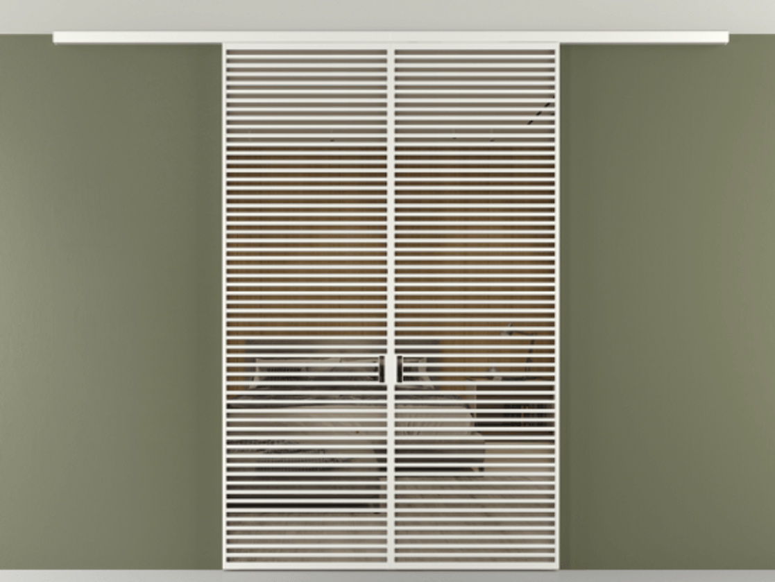 Перегородка Формато вдоль стены на потолок 2 створки АЛПР 040.07 Алюминий светло-серый Рефлективное бронзовое стекло "Стопсол", калёное Цена 3473971 ₸ | Volhovec